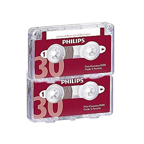 Mini Cassette Audio Philips 30 Minutes – Rouge, Compatible Avec Dictaphones LFH388, LFH488, LFH720T